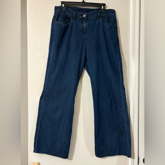 Eileen Fisher chambray wide leg trousers. Size 10 in excellent condition. - Picture 1 of 13